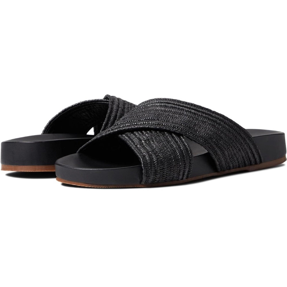 KAANAS Black Miri Crossover Elastic Braid Pool Slide Sandal 7